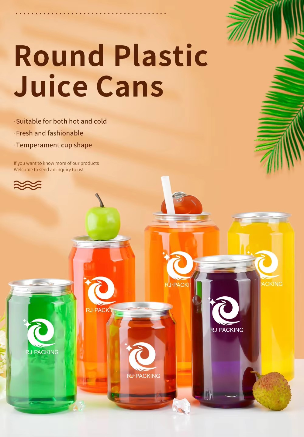 Round Plastic Juice Cans Круглые пластиковые банки для сока