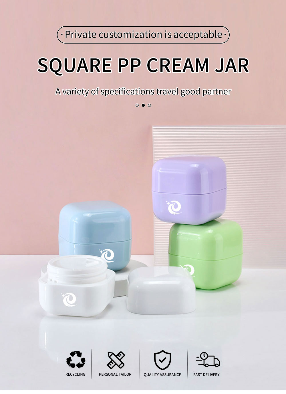 SQUARE PP CREAM JAR КВАДРАТНАЯ ПП КРЕМОВАЯ БАНКА