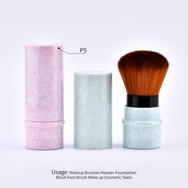 Portable Retractable Travel Makeup Powder Brush Tool Multi Color Marble Pattern Handle Brush for Foundation Blush Портативная выдвижная кисть для пудры для макияжа в дороге Инструмент Многоцветная кисть для пудры с мраморным узором для румян под тональную основу
